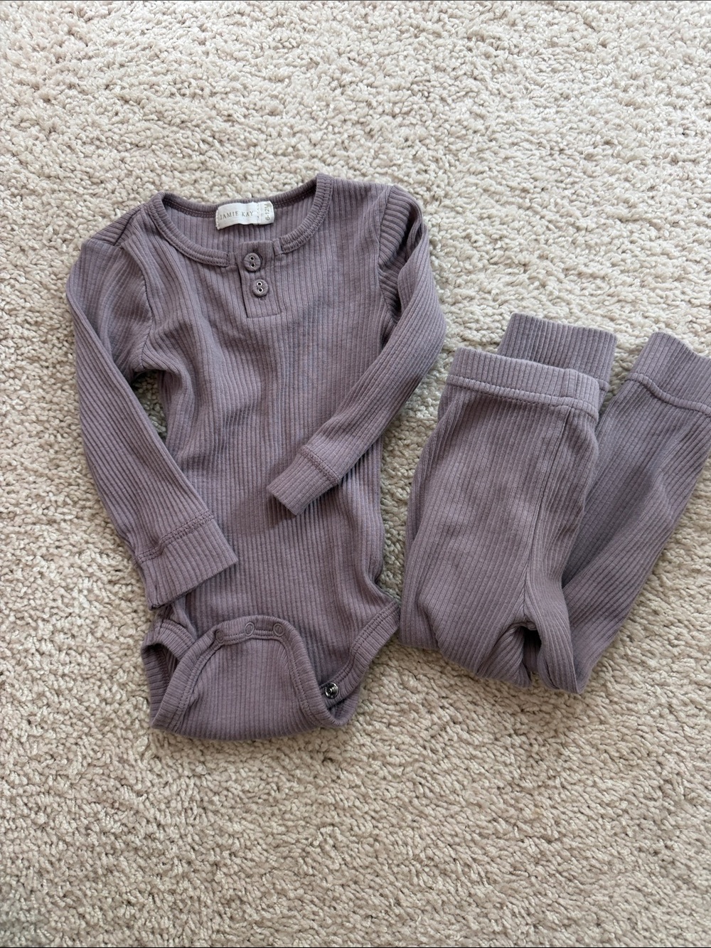 Jamie Kay Ribbed Two-Piece Baby Set - Mauve